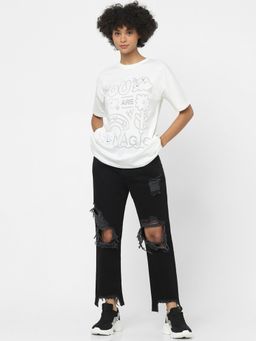 ONLY - Women Printed White T-Shirt (Set of 5)