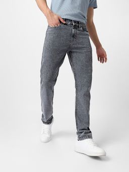Urbano Fashion - Mens Grey Regular Fit Washed Jeans Stretchable