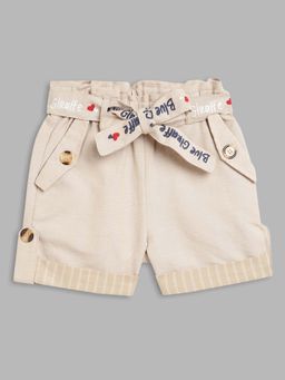 Blue Giraffe - Girls Beige Solid Shorts