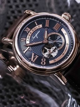 Aries Gold - Gauntlet Vintage Open Heart Automatic 21 Jewels Round Dial Mens Watch - G 903A RG-BU