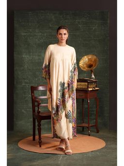 Soup by Sougat Paul - Beige Kaira Embellished Asymmetric Kurta with Palazzo (Set of 2)