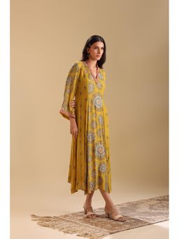 Soup by Sougat Paul - Yellow Eraya Embellished V-Neck Dress