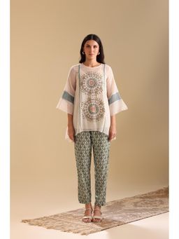 Soup by Sougat Paul - Off White Eraya Applique Top with Pant (Set of 2)