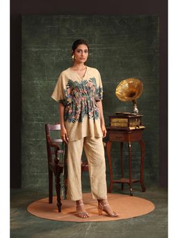 Soup by Sougat Paul - Beige Kaira Embellished Kaftan with Pant (Set of 2)