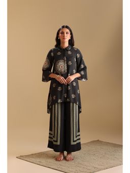 Soup by Sougat Paul - Black Eraya Embellished Tunic with Palazzo (Set of 2)