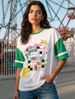 Bewakoof - Bright White Embroidered Oversized T-shirt