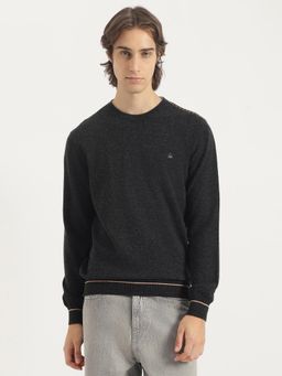 United Colors of Benetton - Black Regular Fit Crew Neck Solid Lambswool Sweater