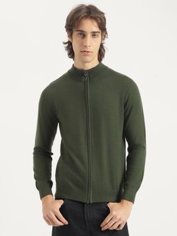 United Colors of Benetton - Green Regular Fit High Neck Solid Sweatshirt