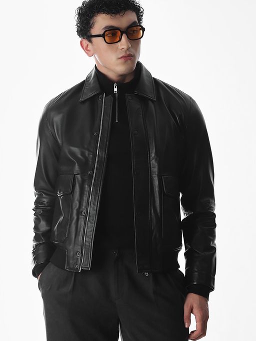 Jack & Jones Men Regular Fit Black Jacket