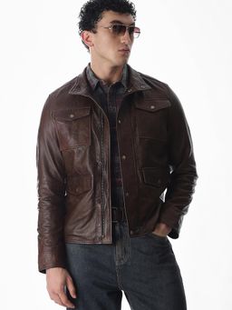 Jack & Jones - Men Regular Fit Brown Jacket
