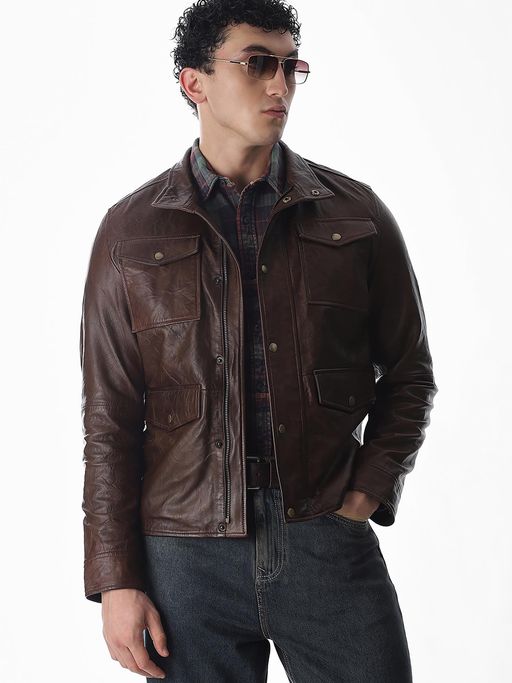 Jack & Jones Men Regular Fit Brown Jacket