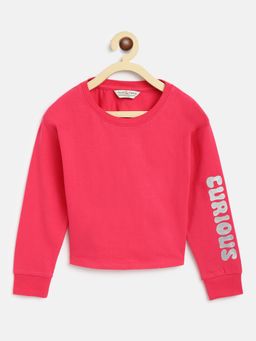 Tales & Stories - Girls Pink Cotton Blend Solid T-shirt