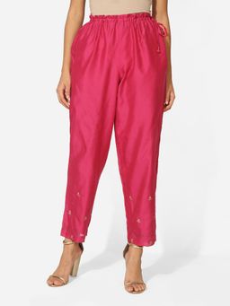 Fabindia - Pink Cotton Silk Embroidered Ijar