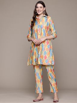 Readiprint - A Line Style Silk Fabric Multi Color Tunic and Pants (Set of 2)