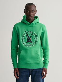 GANT - Men Green Graphic Sail Hoodie Sweatshirt
