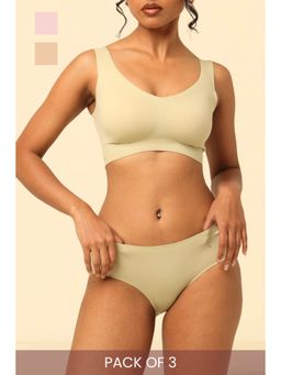 Krvvy - Premium Seamless Bikini Panties Low Coverage Multi-Color (Pack of 3)