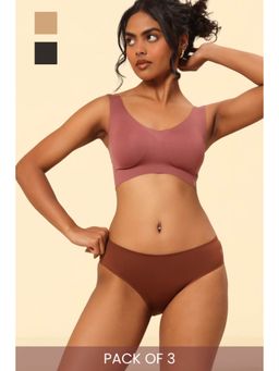 Krvvy - Premium Seamless Bikini Panties Low Coverage Multi-Color (Pack of 3)