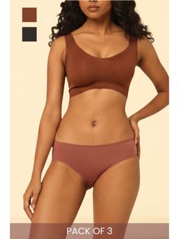 Krvvy - Premium Seamless Bikini Panties Low Coverage Multi-Color (Pack of 3)