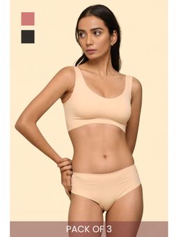 Krvvy - Women Seamless Mid-Rise Thong Panty Ultrasoft Invisible Multi-Color (Pack of 3)