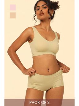 Krvvy - Premium Seamless High Rise Boyshorts Invisible Panties Multi-Color (Pack of 3)