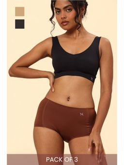 Krvvy - Premium Seamless High Rise Boyshorts Invisible Panties Multi-Color (Pack of 3)