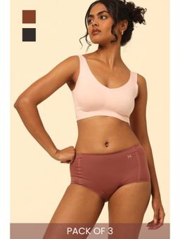 Krvvy - Premium Seamless High Rise Boyshorts Invisible Panties Multi-Color (Pack of 3)