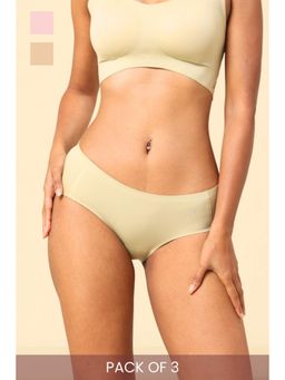 Krvvy - Premium Seamless Low Rise Hipster Briefs Panty Multi-Color (Pack of 3)