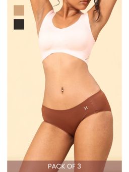 Krvvy - Premium Seamless Low Rise Hipster Briefs Panty Multi-Color (Pack of 3)