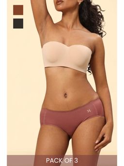 Krvvy - Premium Seamless Low Rise Hipster Briefs Panty Multi-Color (Pack of 3)