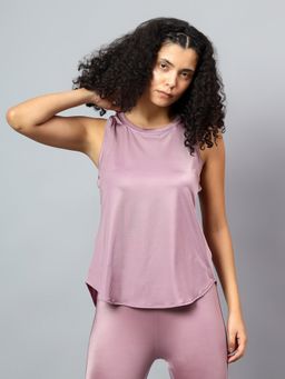 Fitkin - Lavender Tank with Back Net Panel Design