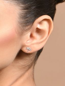 Accessorize London - Women 925 Sterling Silver Dragonfly Stud Earrings