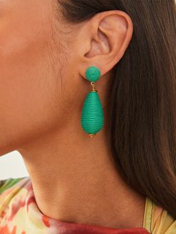 Accessorize London - Women Green Wrapped Drop Earrings