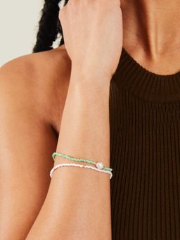 Accessorize London - Women 14K Gold Plated Pearl Bracelet Pack Of 2