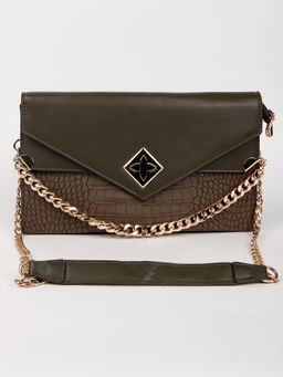 Odette - Olive Green Croc Printed Sling Bag