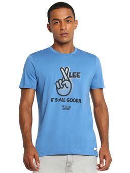 Lee - Men Blue Graphic Print Slim Fit T-shirt