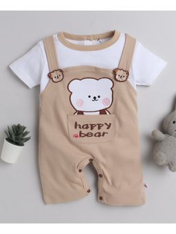 Bumzee - Brown & White Boys Half Sleeves Thigh Length Romper (Set of 2)