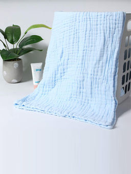 Moms Home - Super Soft Absorbent Muslin 6 Layer Wash Towel - 0-36 Months - Blue