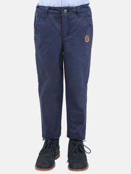 One Friday - Fashion Casual Boys Cotton Solid Navy Blue Trousers