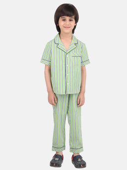 One Friday - Fashion Casual Boys Cotton Solid Fluorescent Green Suits (Set of 2)