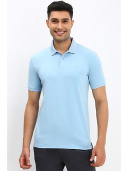 Allen Solly - Men Blue Solid Collar Neck Regular Fit Polo T-Shirt