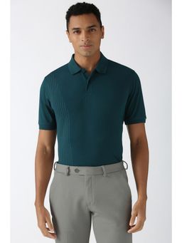 Peter England - Men Green Solid Collar Neck Regular Fit Polo T-Shirt
