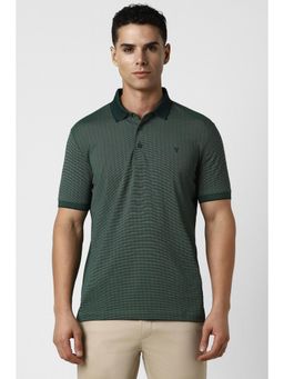 Van Heusen - Men Green Printed Collar Neck Regular Fit Polo T-Shirt