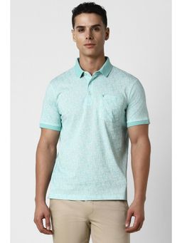 Van Heusen - Men Green Paisley Collar Neck Regular Fit Polo T-Shirt