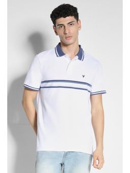 American Eagle - Men White Colorblock Collar Neck Regular Fit Polo T-Shirt