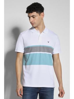 American Eagle - Men White Colorblock Collar Neck Regular Fit Polo T-Shirt