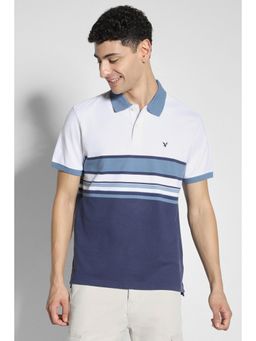 American Eagle - Men Blue Stripes Collar Neck Regular Fit Polo T-Shirt