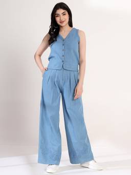 JUSTIN WHYTE - Stylish Blue Denim Co-Ord Set