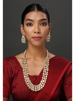 MINAKI - White Kundan Layered Jewellery Set - Utsav Collection