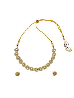MINAKI - White Shafaq Kundan Stone Collar Jewellery Set