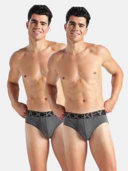 Jockey - US14 Men Super Combed Cotton Solid Brief Grey (Pack of 2)